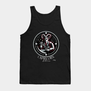 Capricorn's Climb: The Mountain Hero - Pin up Vintage Retro Zodiac Sign Tank Top